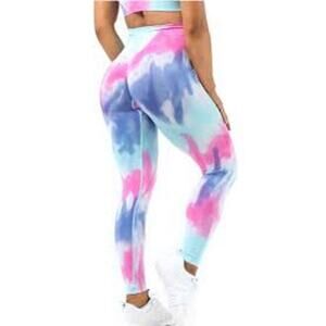 Maxxim Womens Butt Lifting High Waisted Seamless Leggings Tie-Dye Size S
